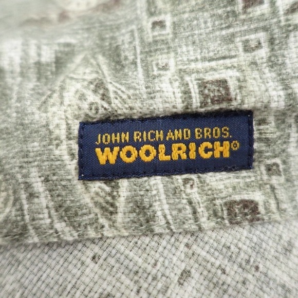 Woolrich Button-Up Shirt Men's Size Large Gray Short Sleeve Geometric Collared - Picture 6 of 7